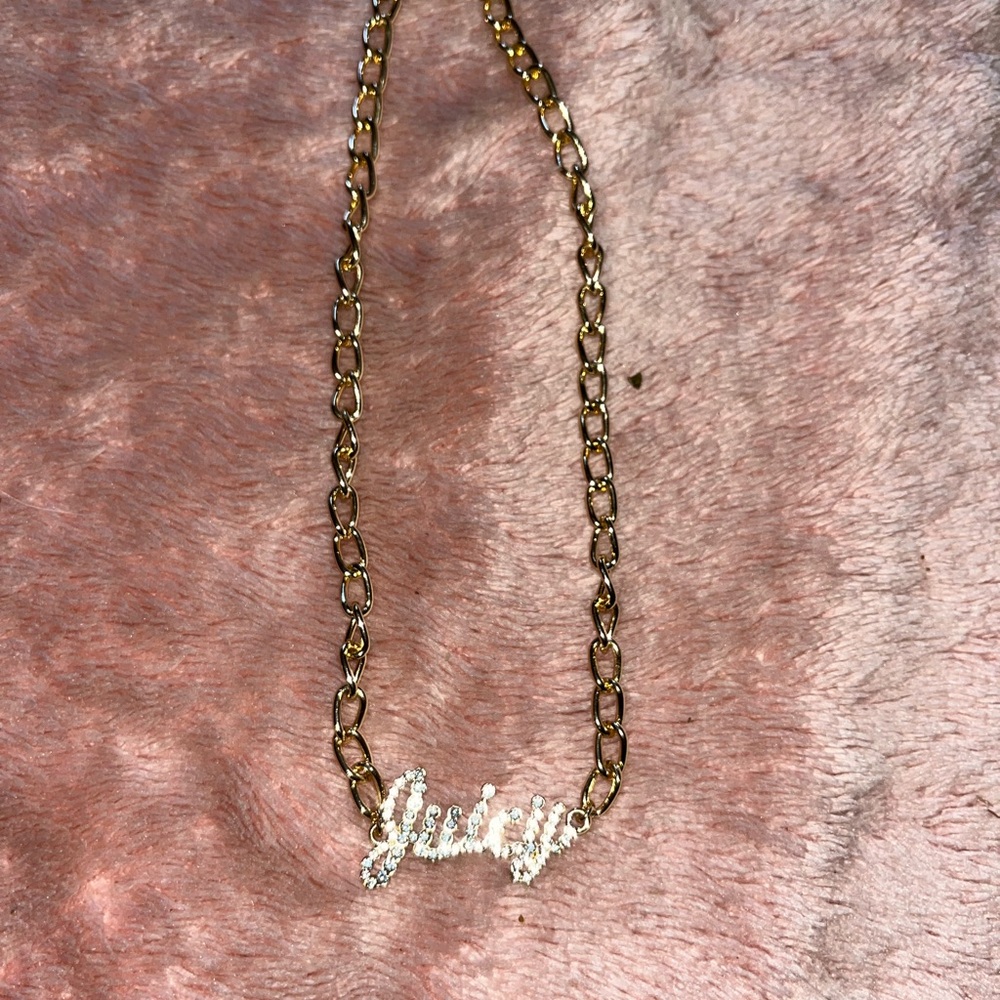 Juicy Couture Gold Necklace with Crystal Logo